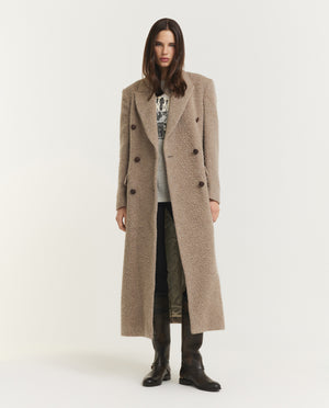 Shaggy Double Breasted Coat - Lichtbruin