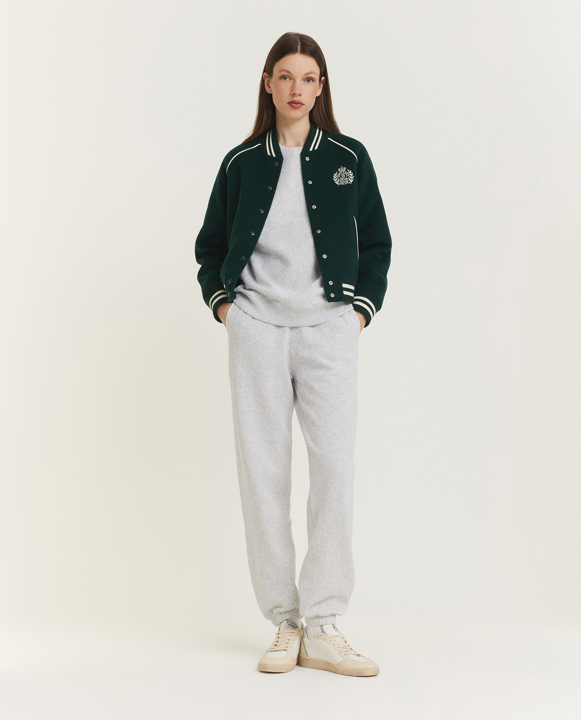 Wol Cashmere Varsity Jacket - Groen – Pauw Wol Cashmere Varsity Jacket - Groen – Pauw