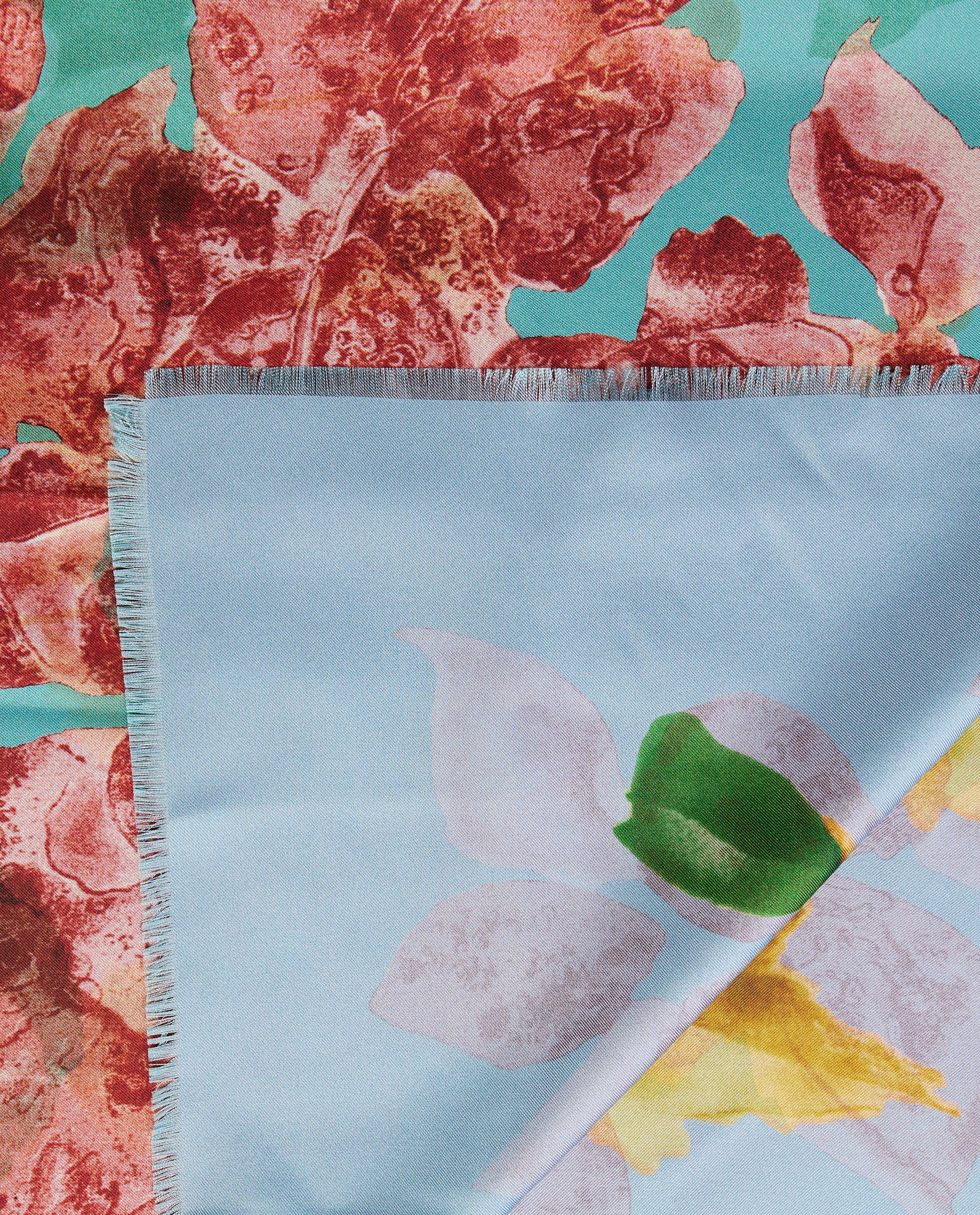 Floraal Zijden Shawl - Lichtblauw