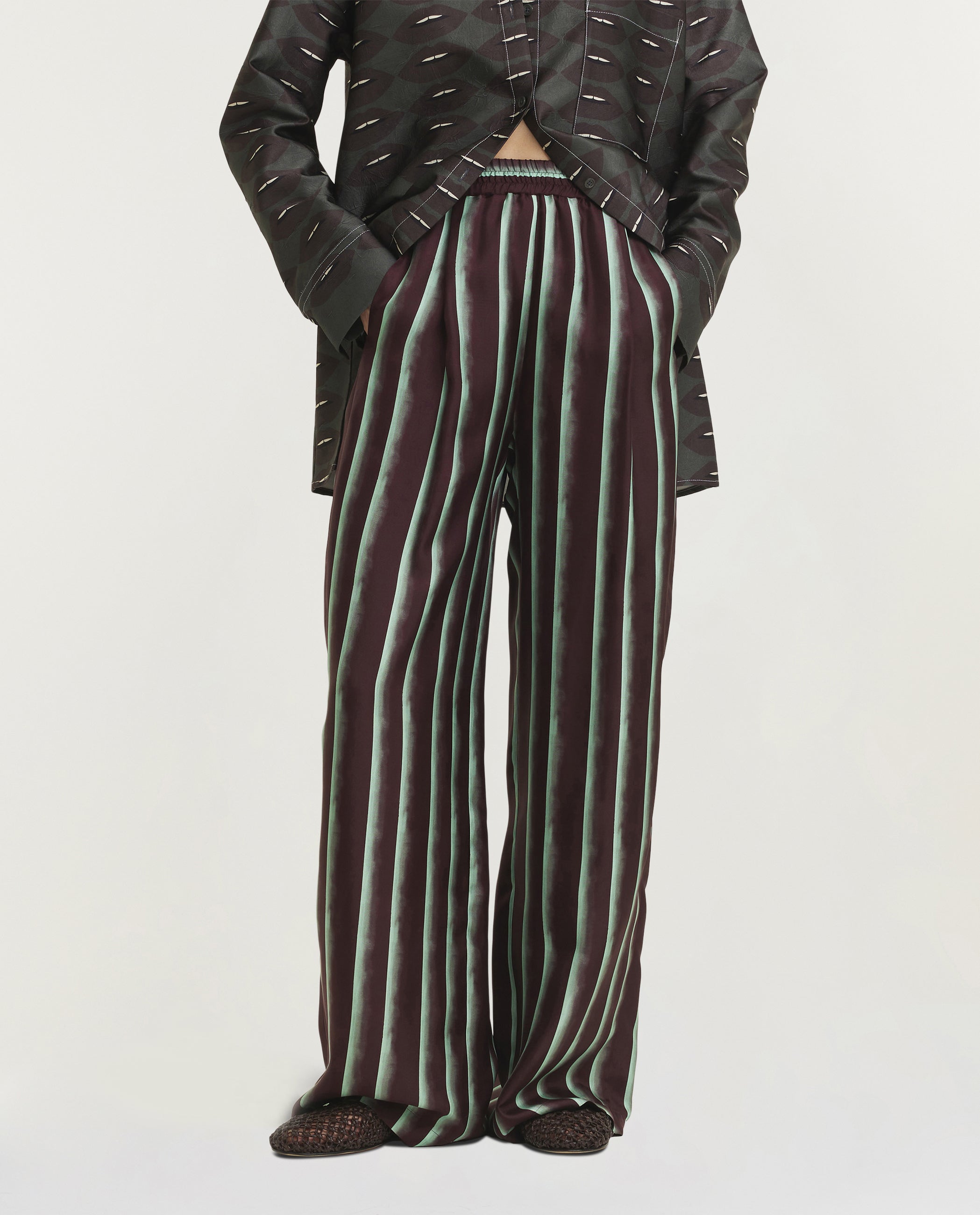 Painted Stripes Silk Trousers
