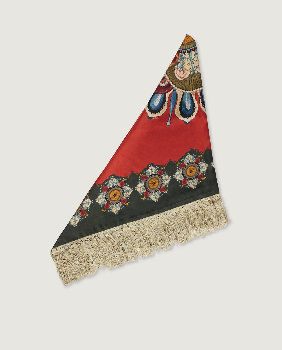 Driehoekige Franje Shawl - Rood