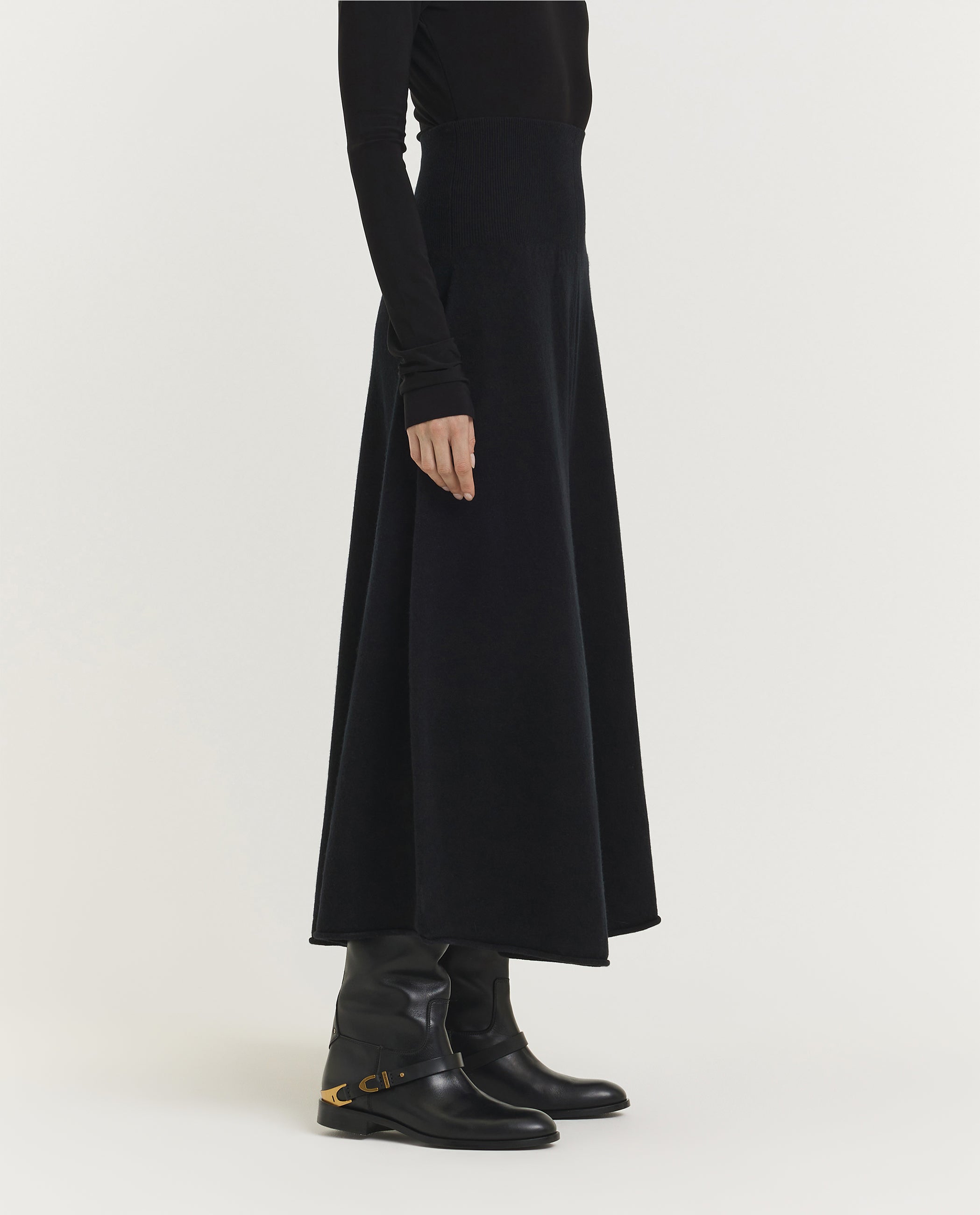 NO.388 Ease Cashmere Rok - Zwart