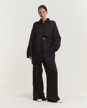 Gestreepte Cupro Broek