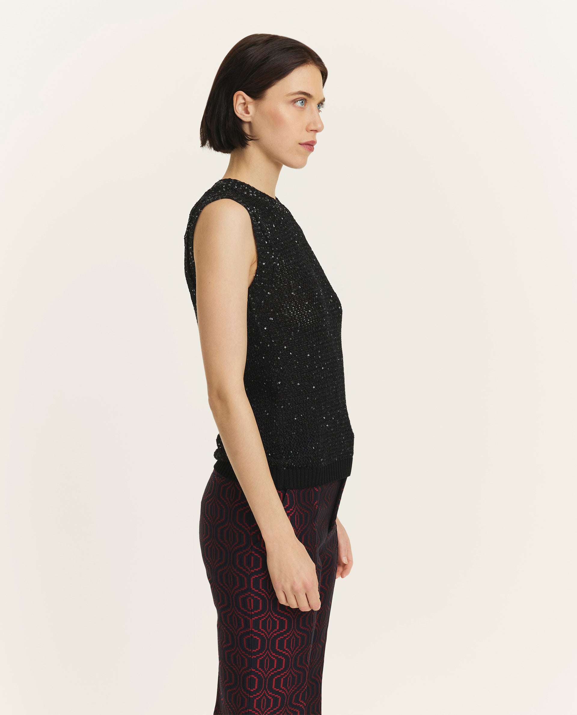 Sequined Knit Tank Top