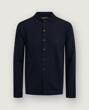 Wol Lange Mouwen Shirt - Donkerblauw