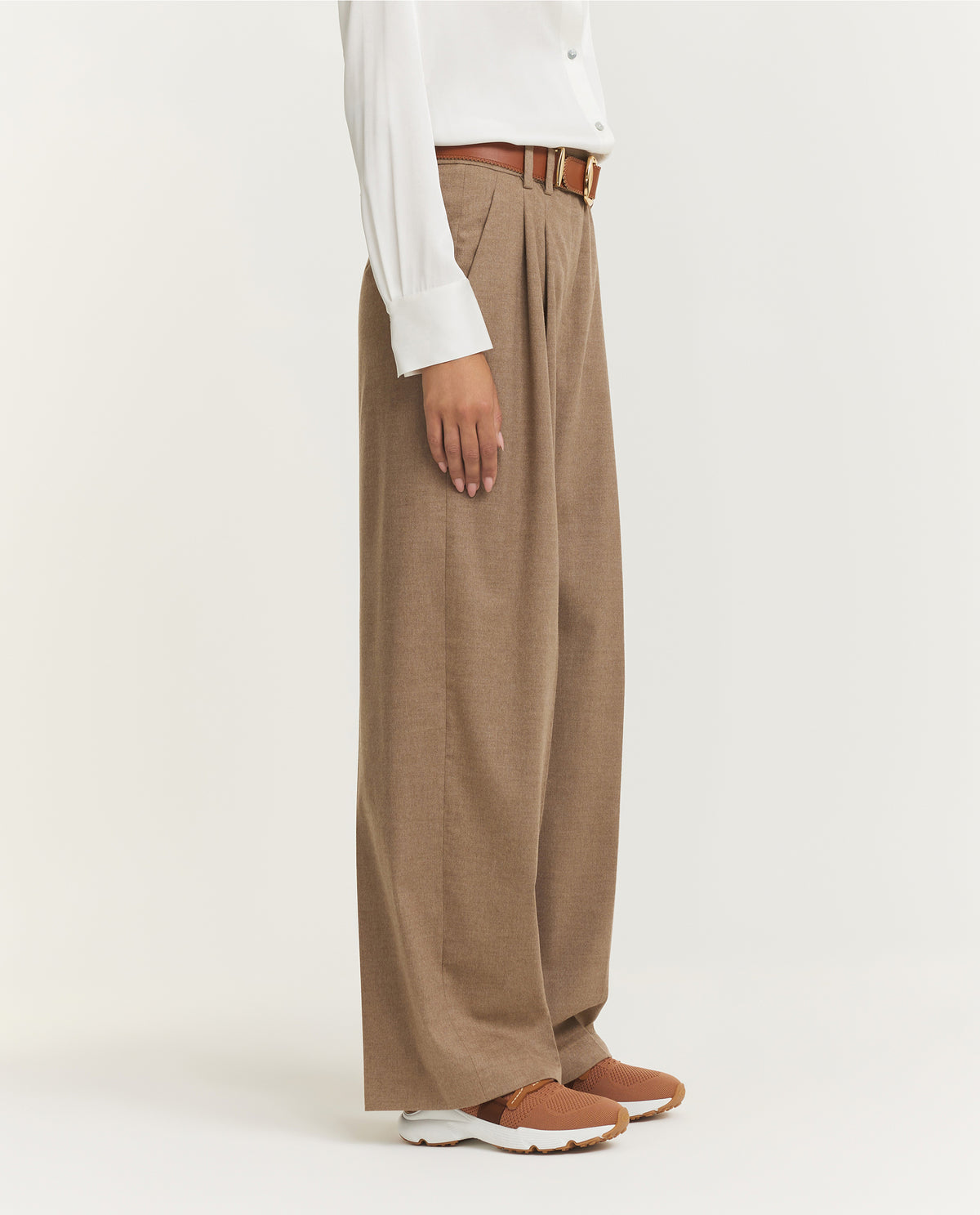 Wide Leg Pleated Trousers