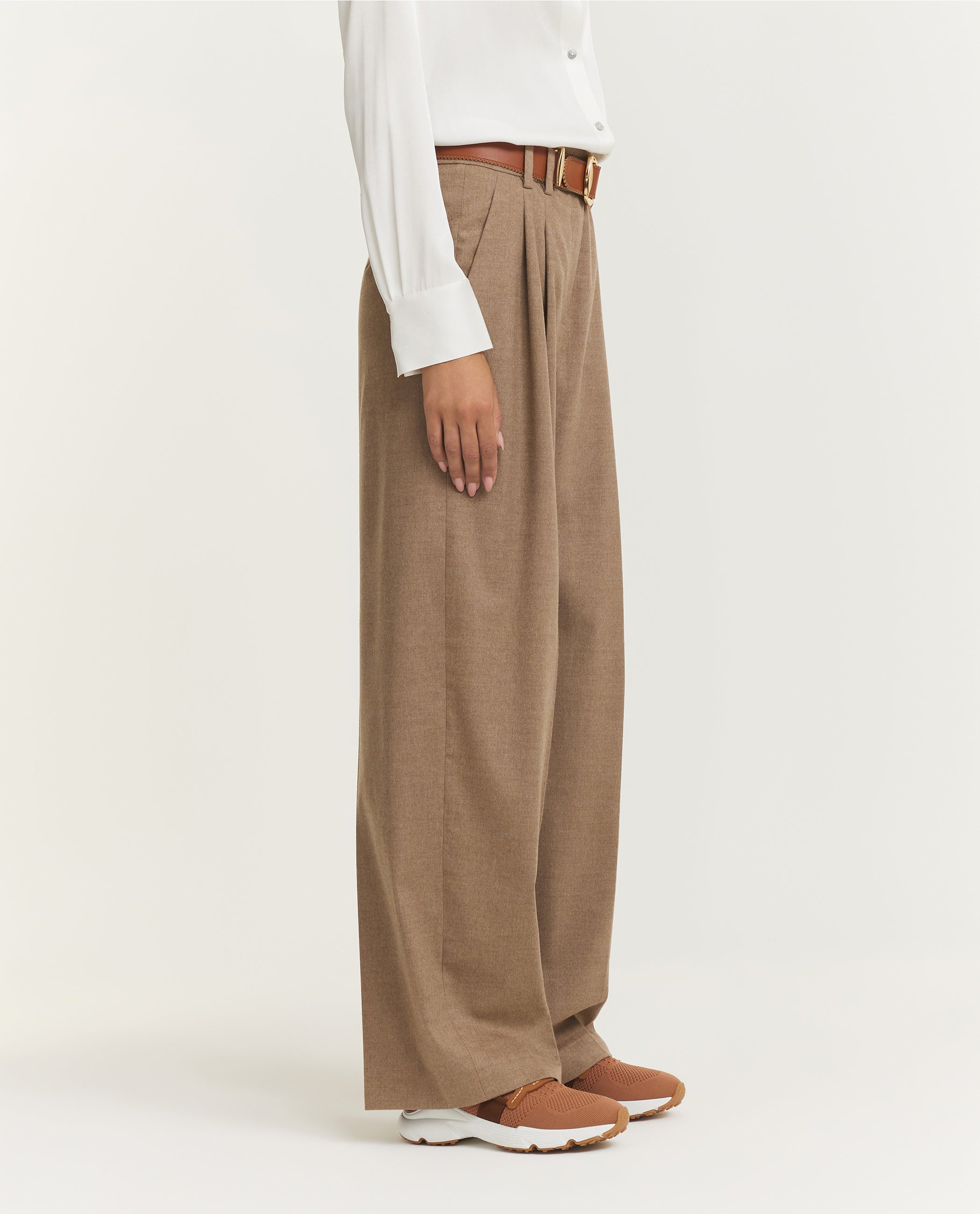 Wide Leg Pleated Trousers
