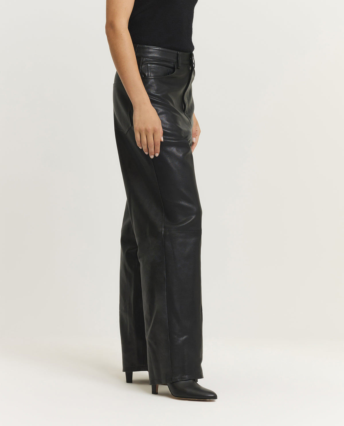 Baggy Leren Broek - Zwart