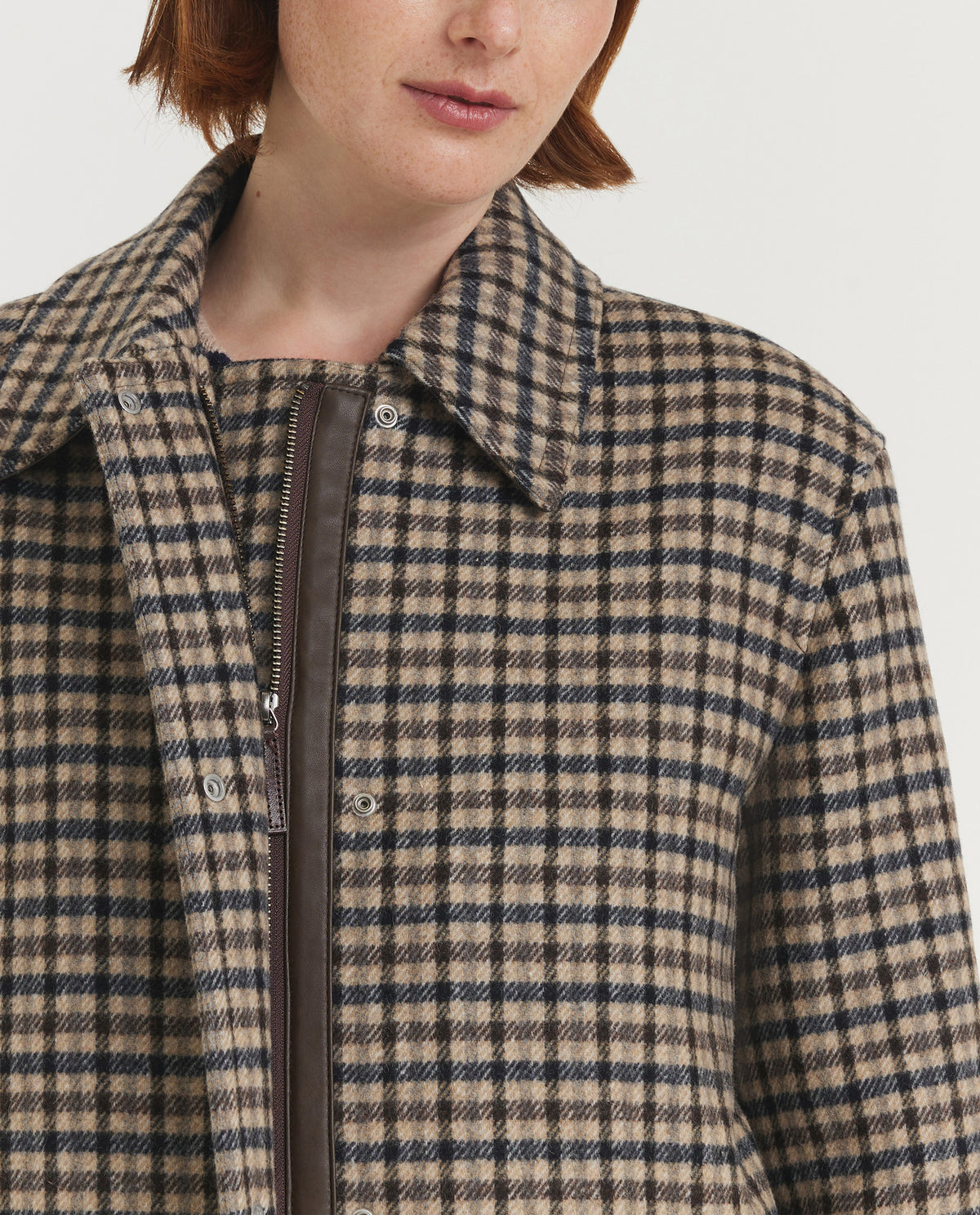 Geruite Car Coat - Lichtbruin