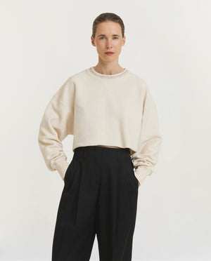 Katoenen Kristal Sweatshirt - Ecru