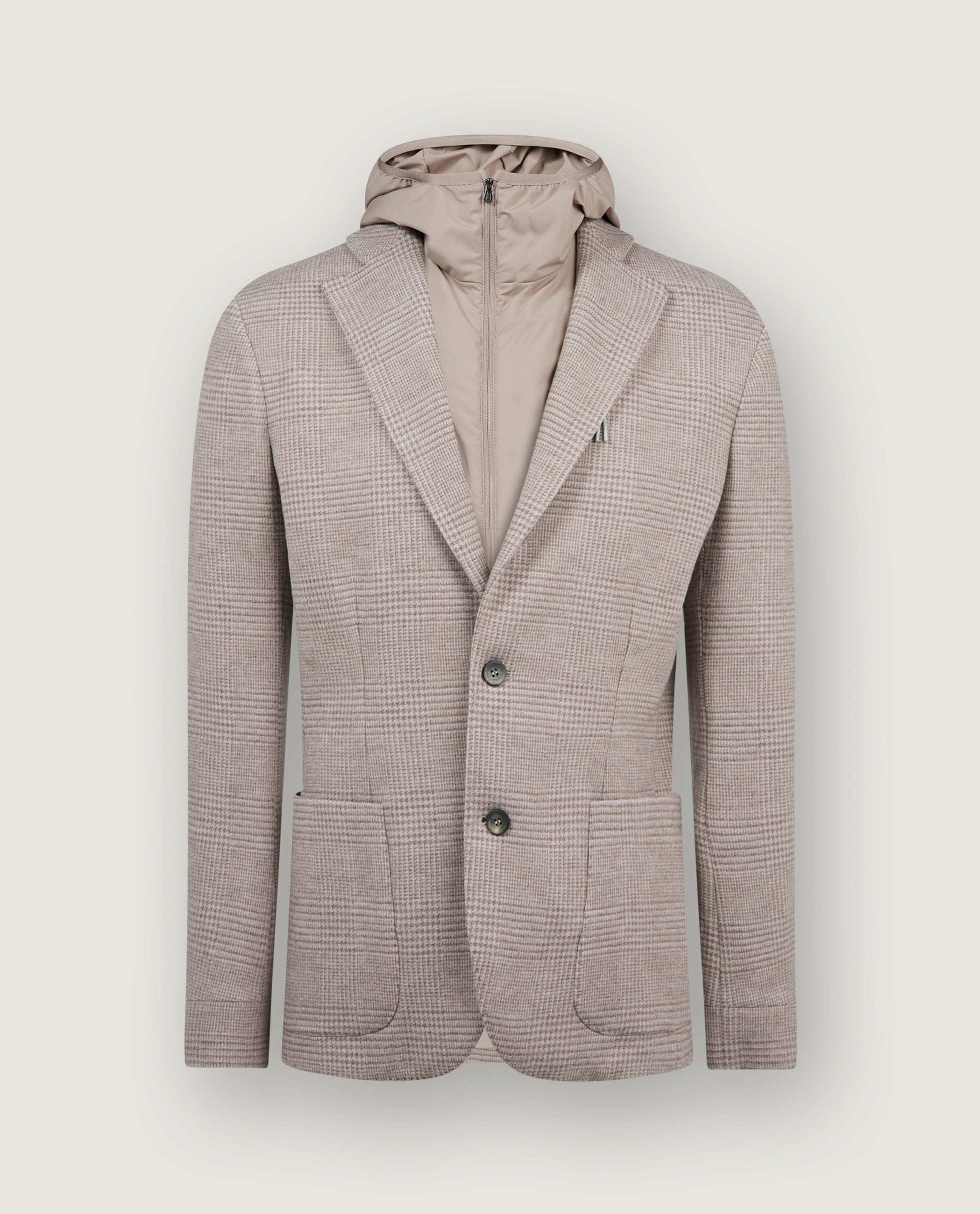 Wollen Hoodie Blazer - Lichtbruin