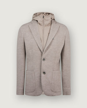 Wollen Hoodie Blazer - Lichtbruin