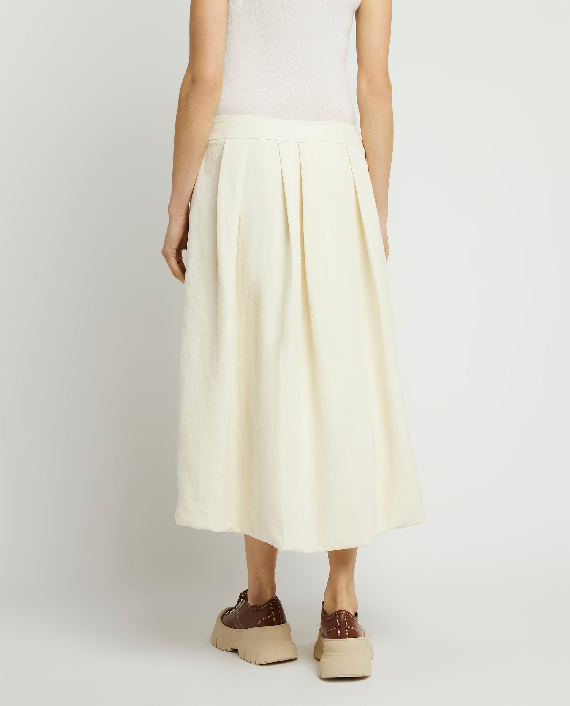 Linen midi skirt