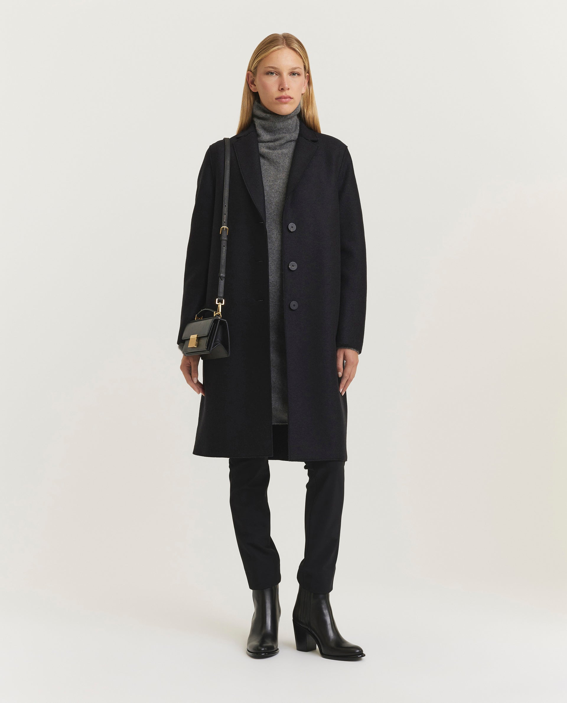 Overcoat in pressed wool