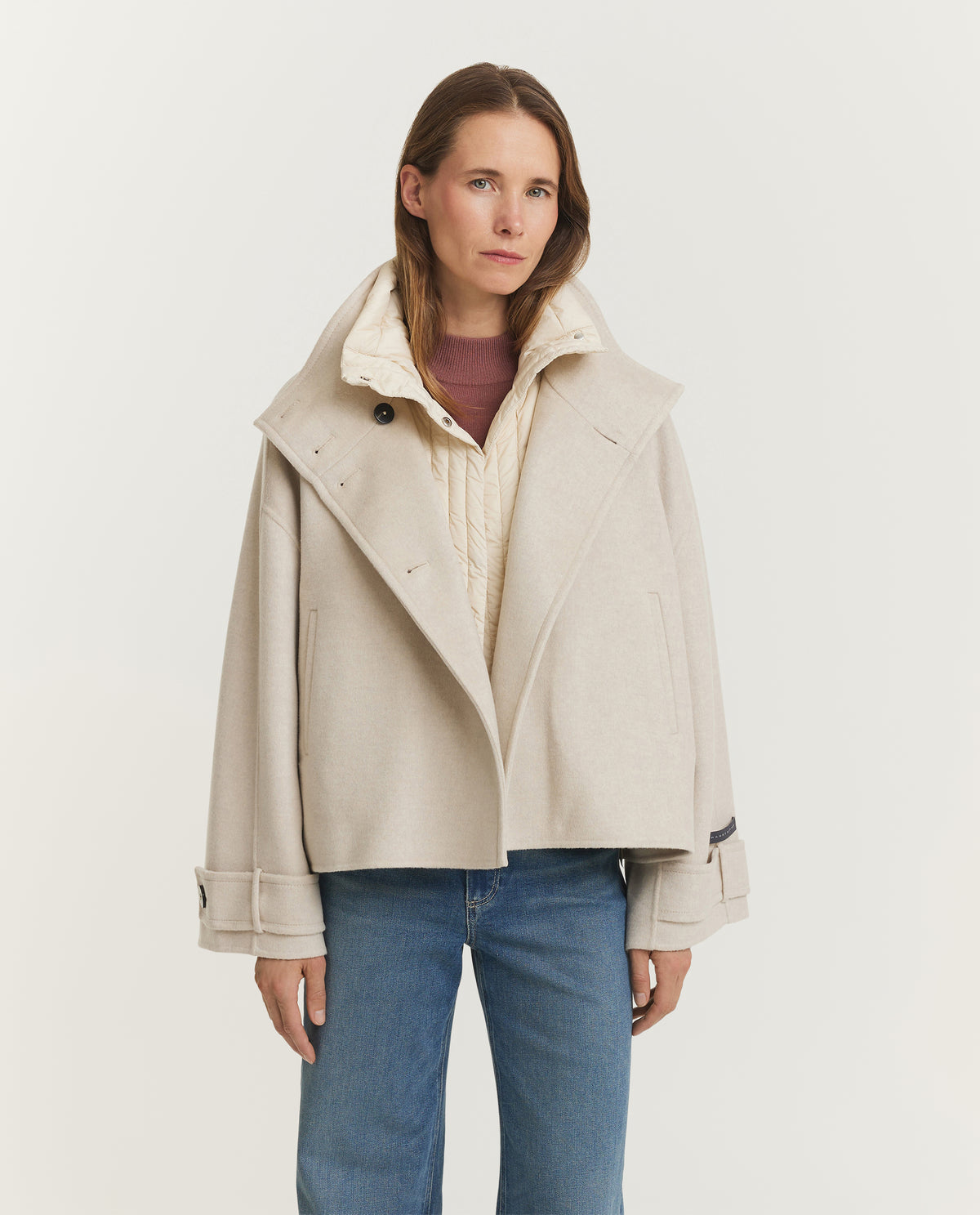 Wol Cashmere Raglan Jas - Ecru