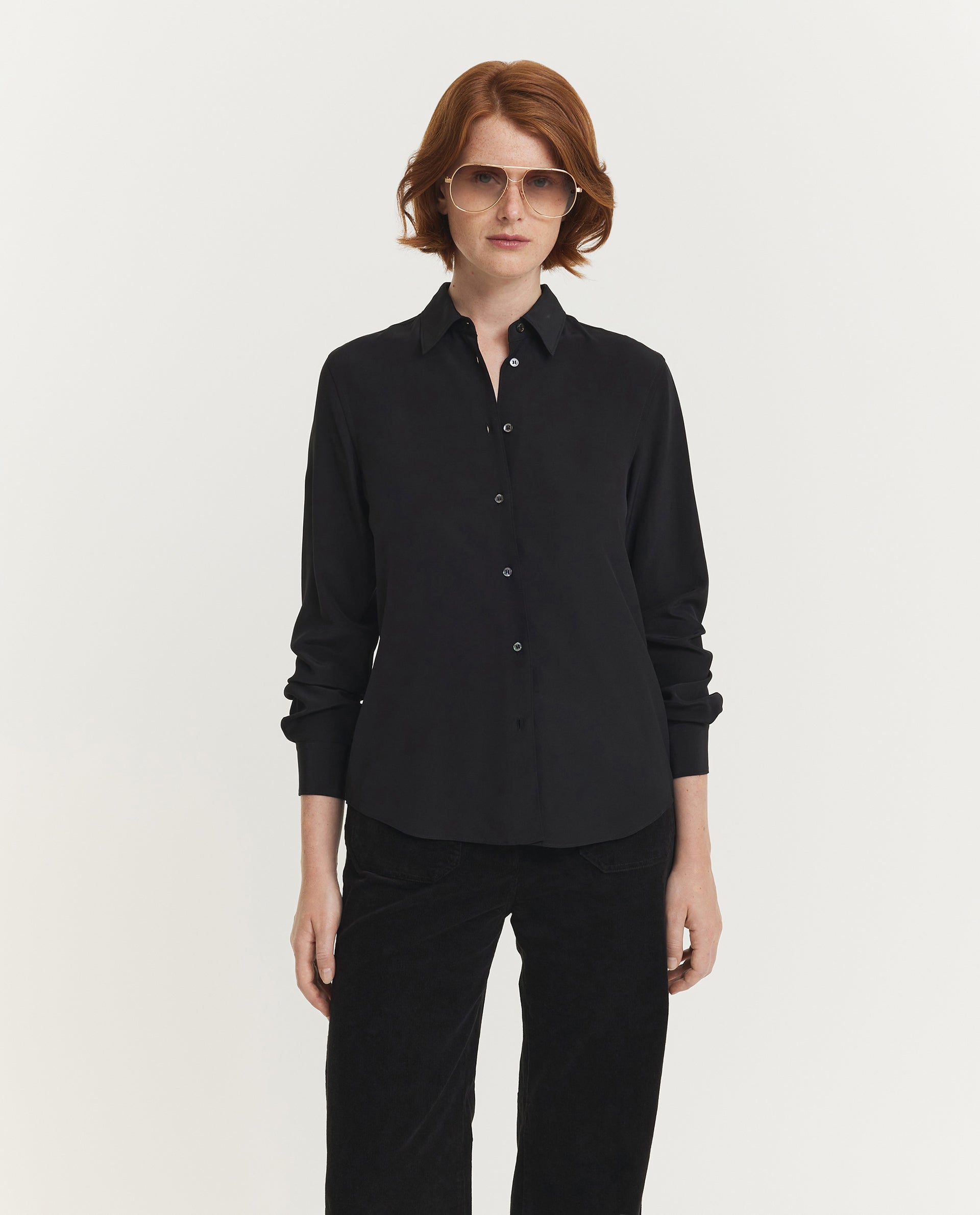 Zijden Crêpe Shirt - Zwart