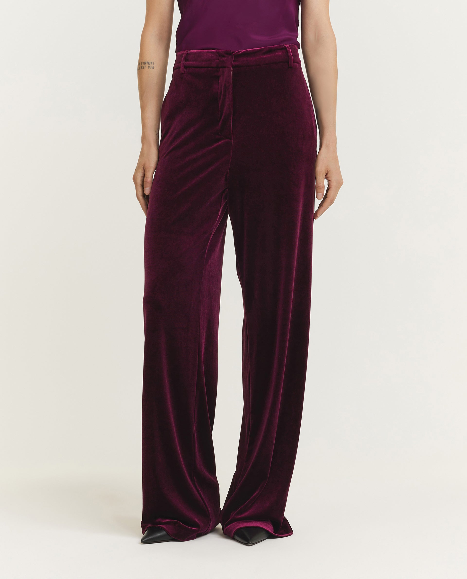 Velvet Wide Leg Trousers