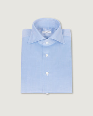 Katoenen Visgraat Shirt - Lichtblauw