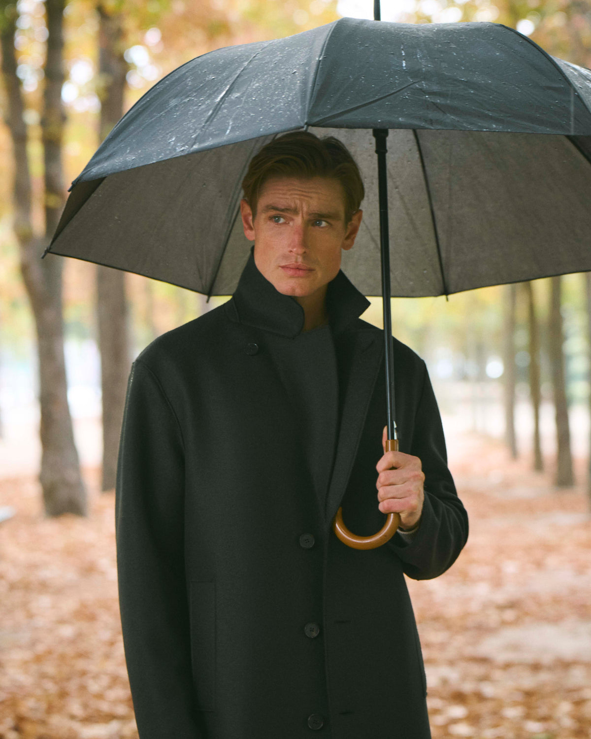 Geperst Wollen Greatcoat - Groen