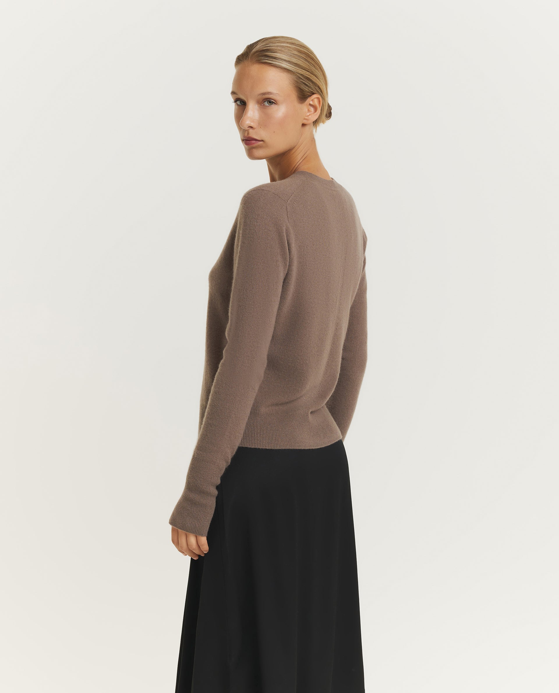 Lichte Cashmere Crewneck Trui - Bruin