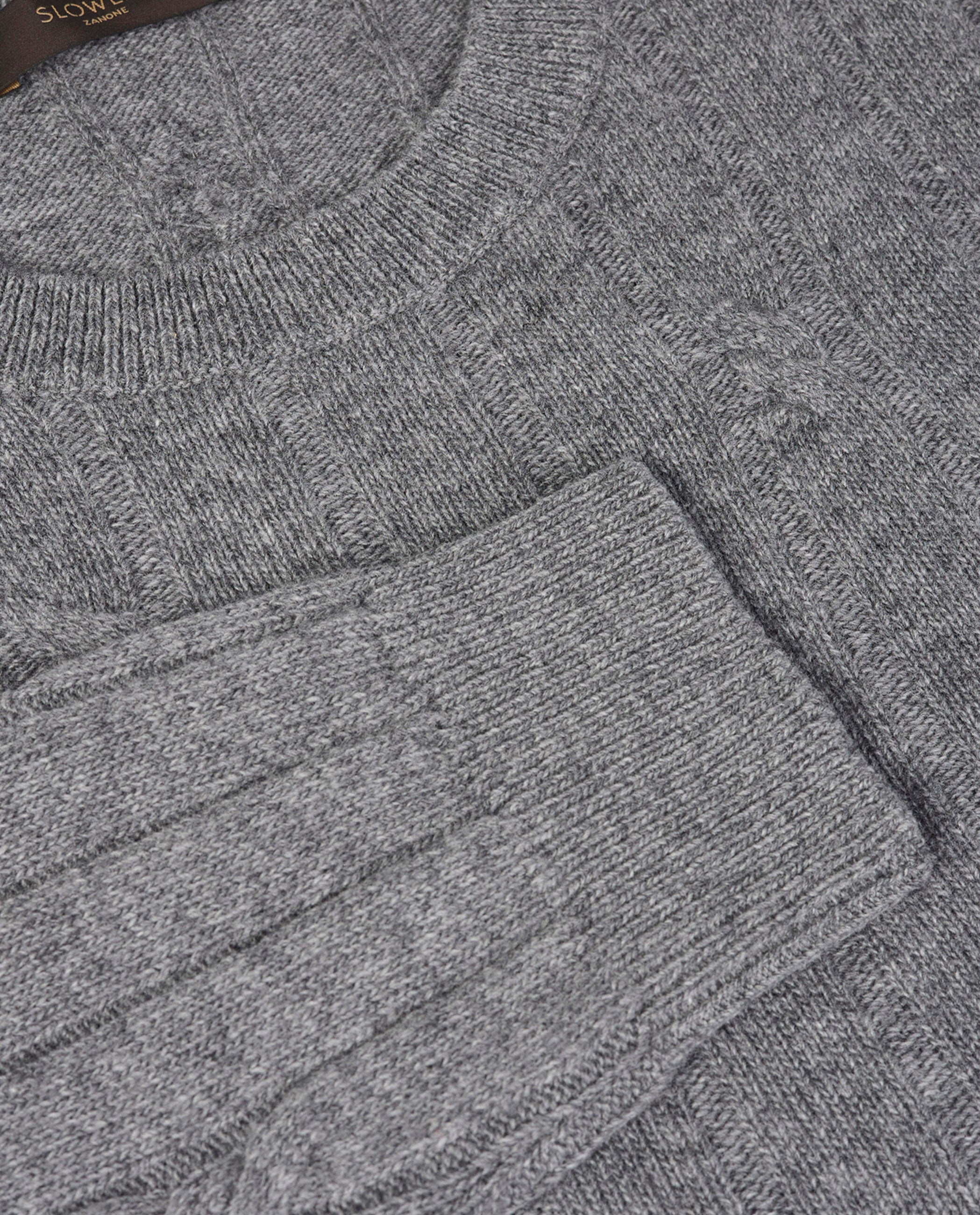 Wol Cashmere Kabeltrui - Grijs