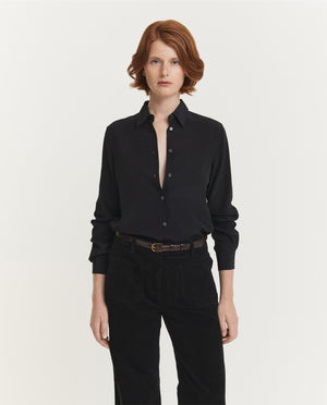 Zijden Crêpe Shirt - Zwart