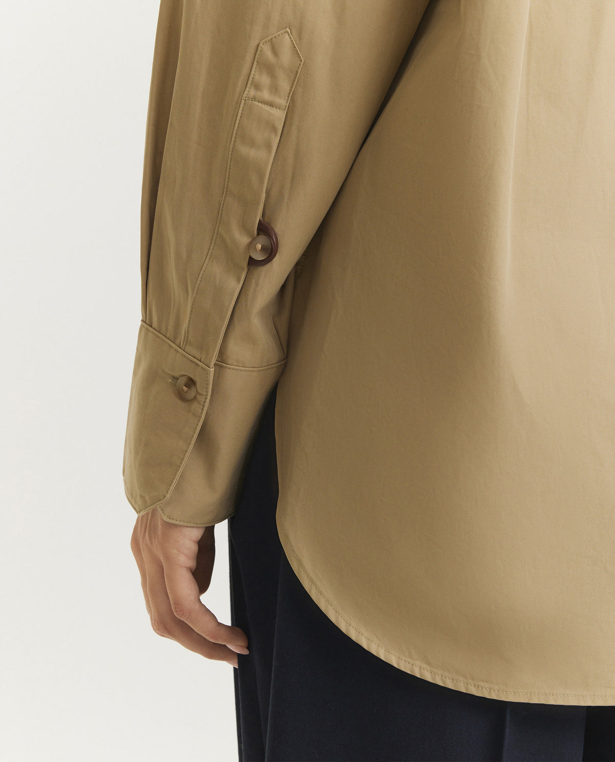 Oversized Katoenen Shirt - Lichtbruin