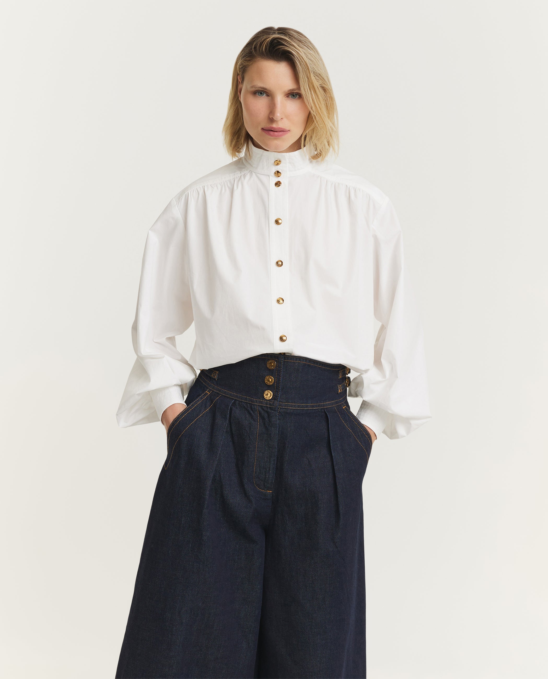 Utility Billow Blouse - Wit