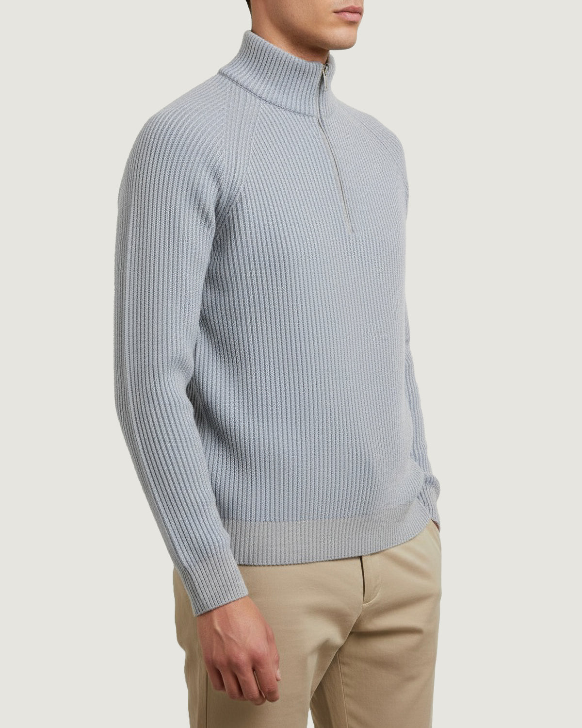 Ribbed Cashmere Half-Zip Sweater