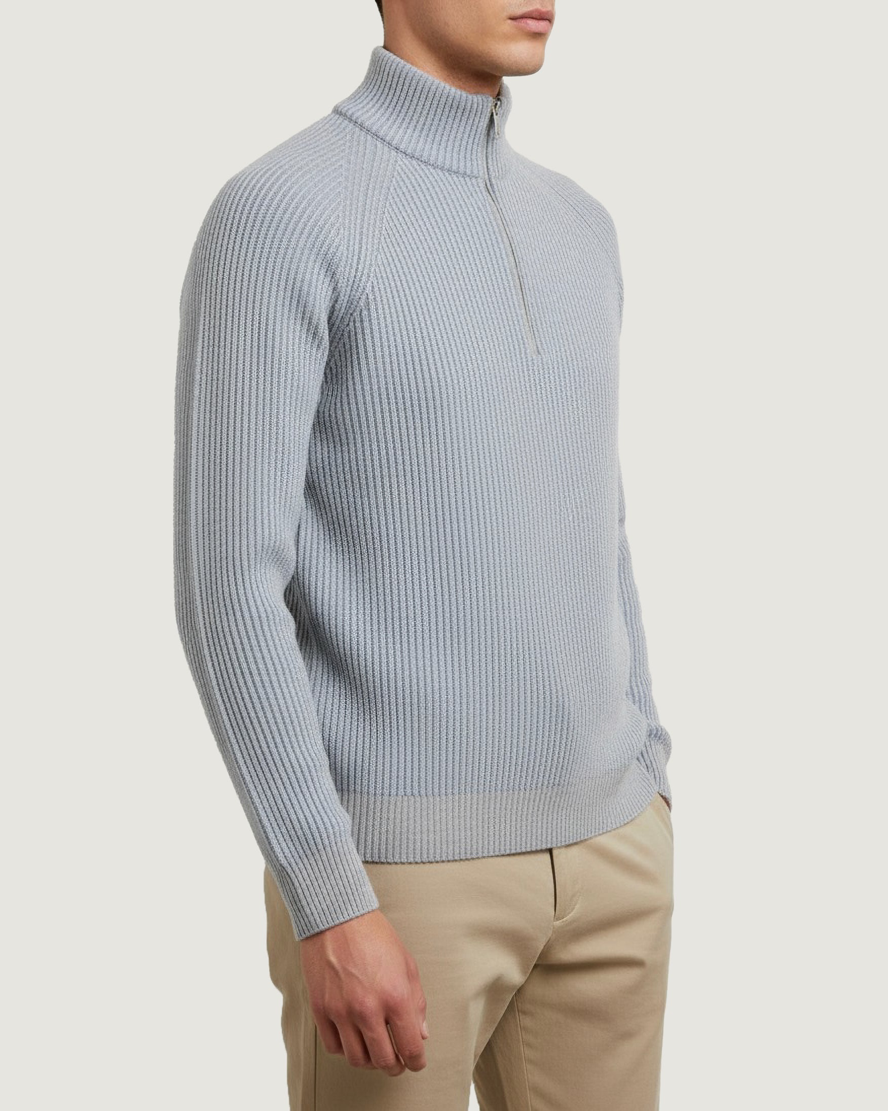 Ribbed Cashmere Half-Zip Sweater