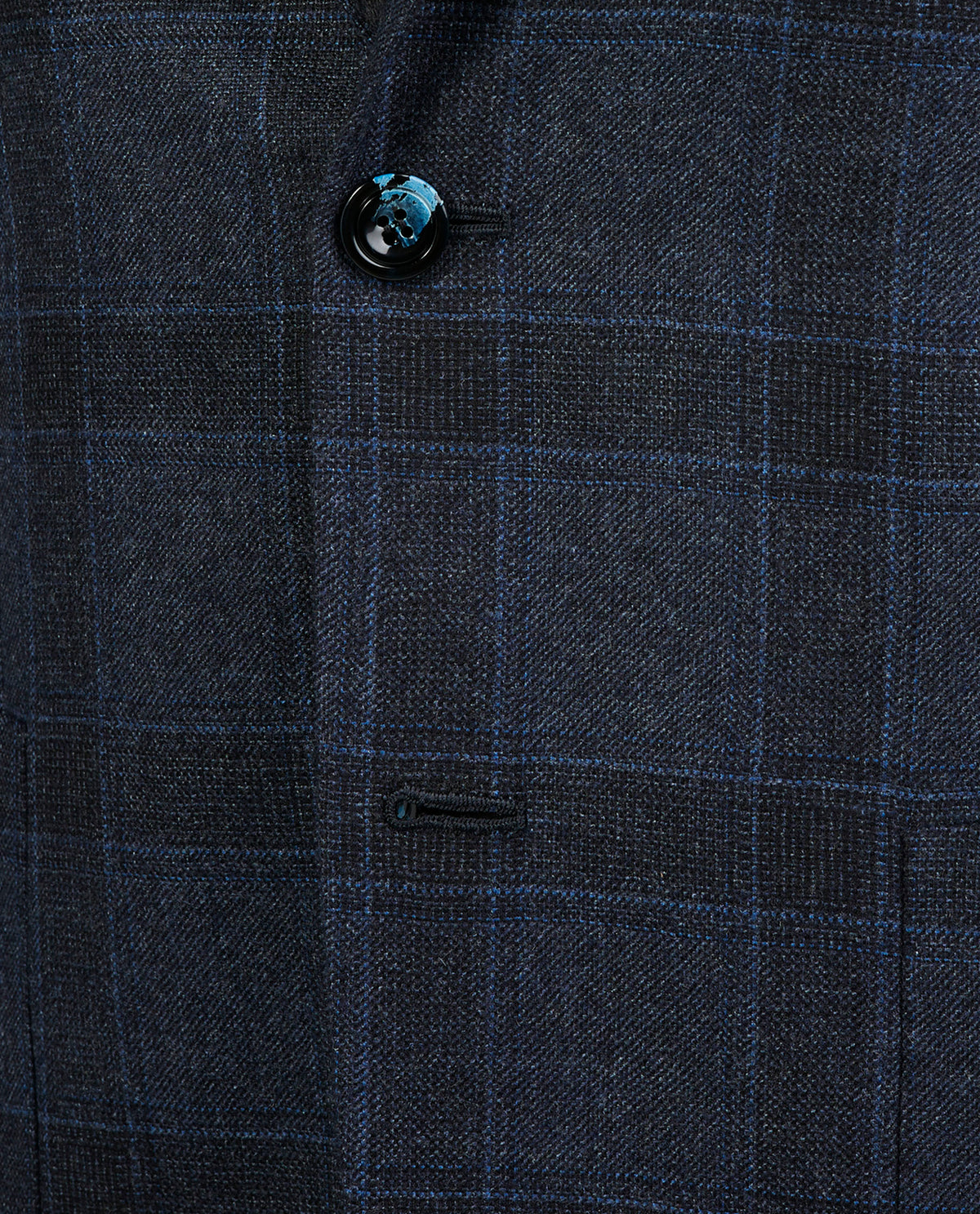 Geruit Handgemaakt Cashmere Jasje - Blauw