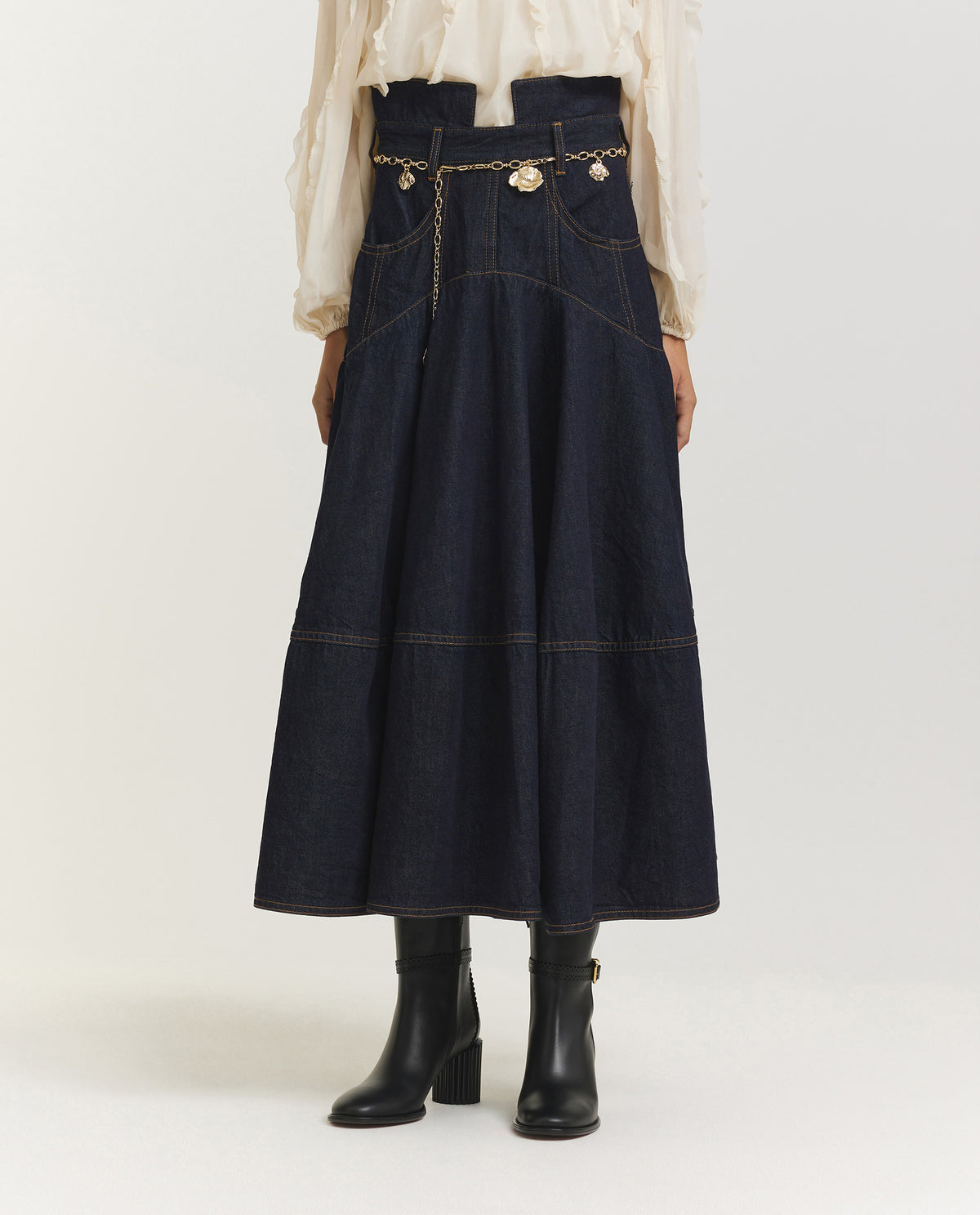 Hypnotic Denim Midi-Rok - Donkerblauw