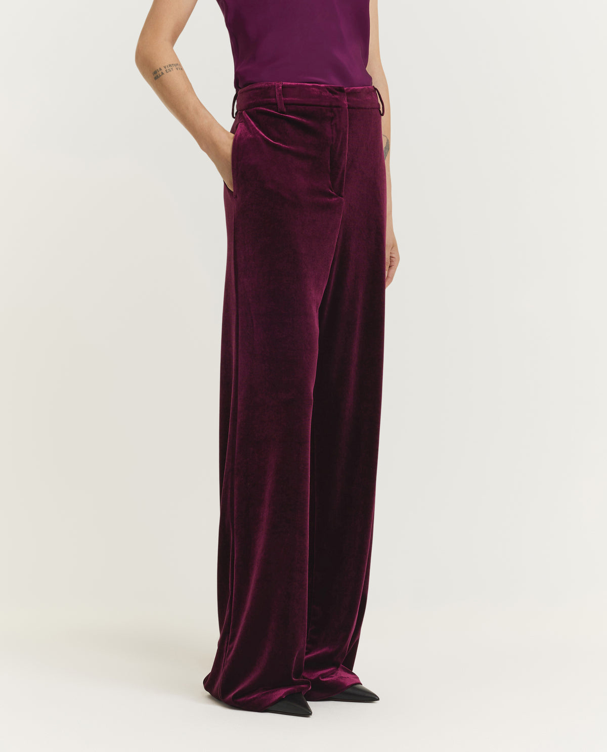Fluwelen Wijde Pantalon - Rood