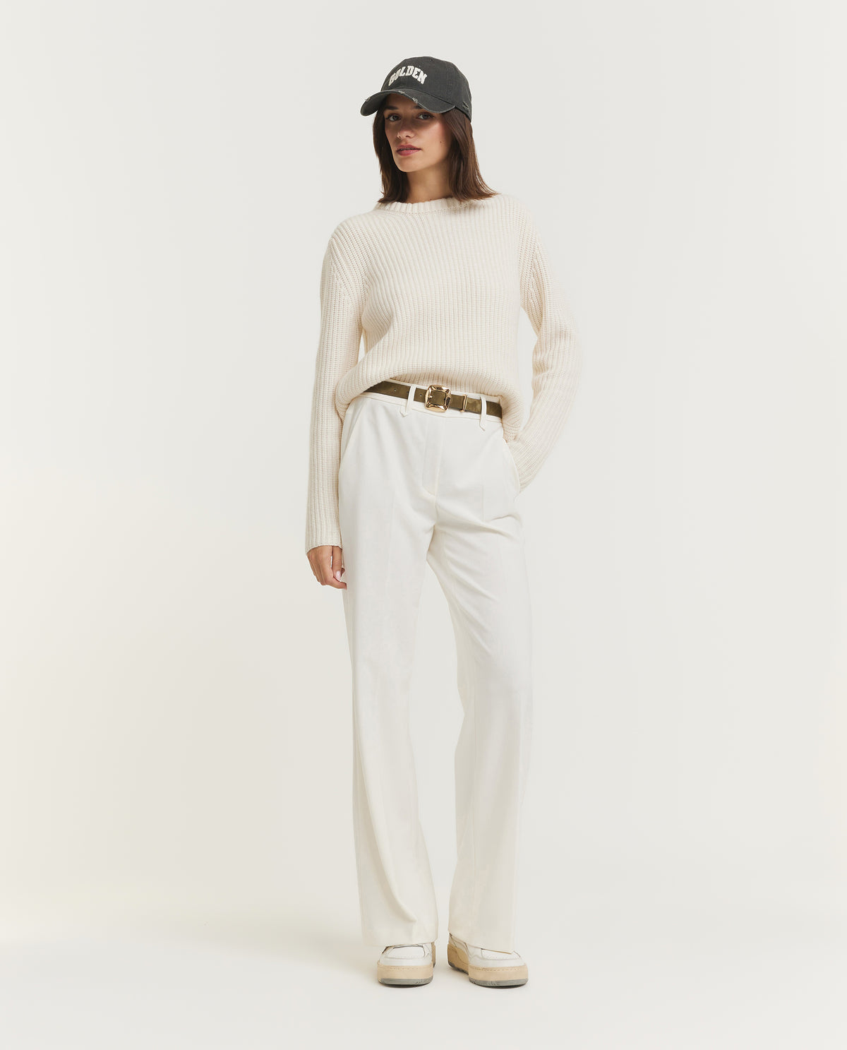 Wol Cashmere Rib Trui - Ecru