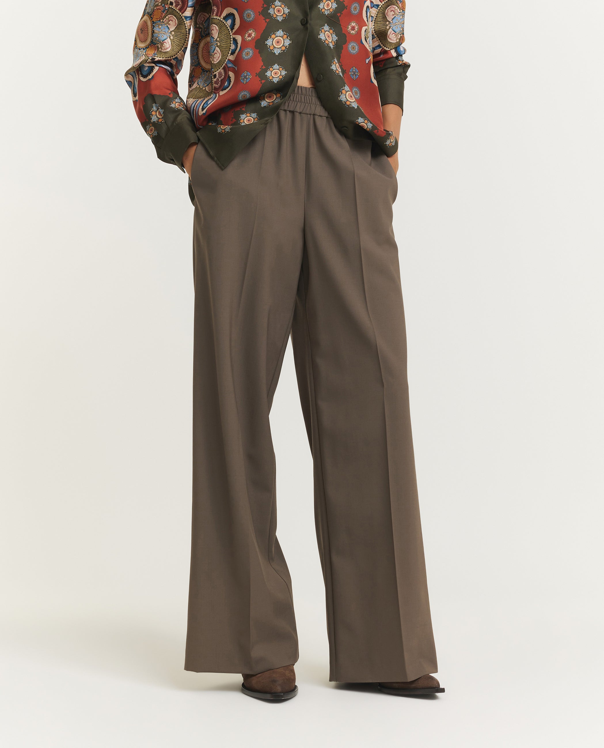 Wide Leg Wool Trousers