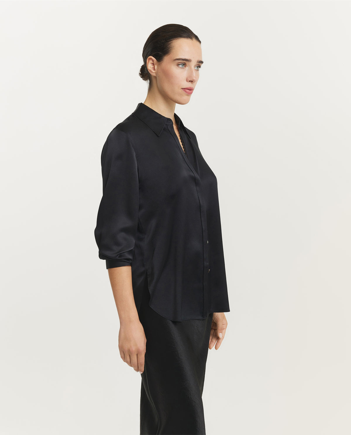 Relaxed Zijden Blouse - Zwart