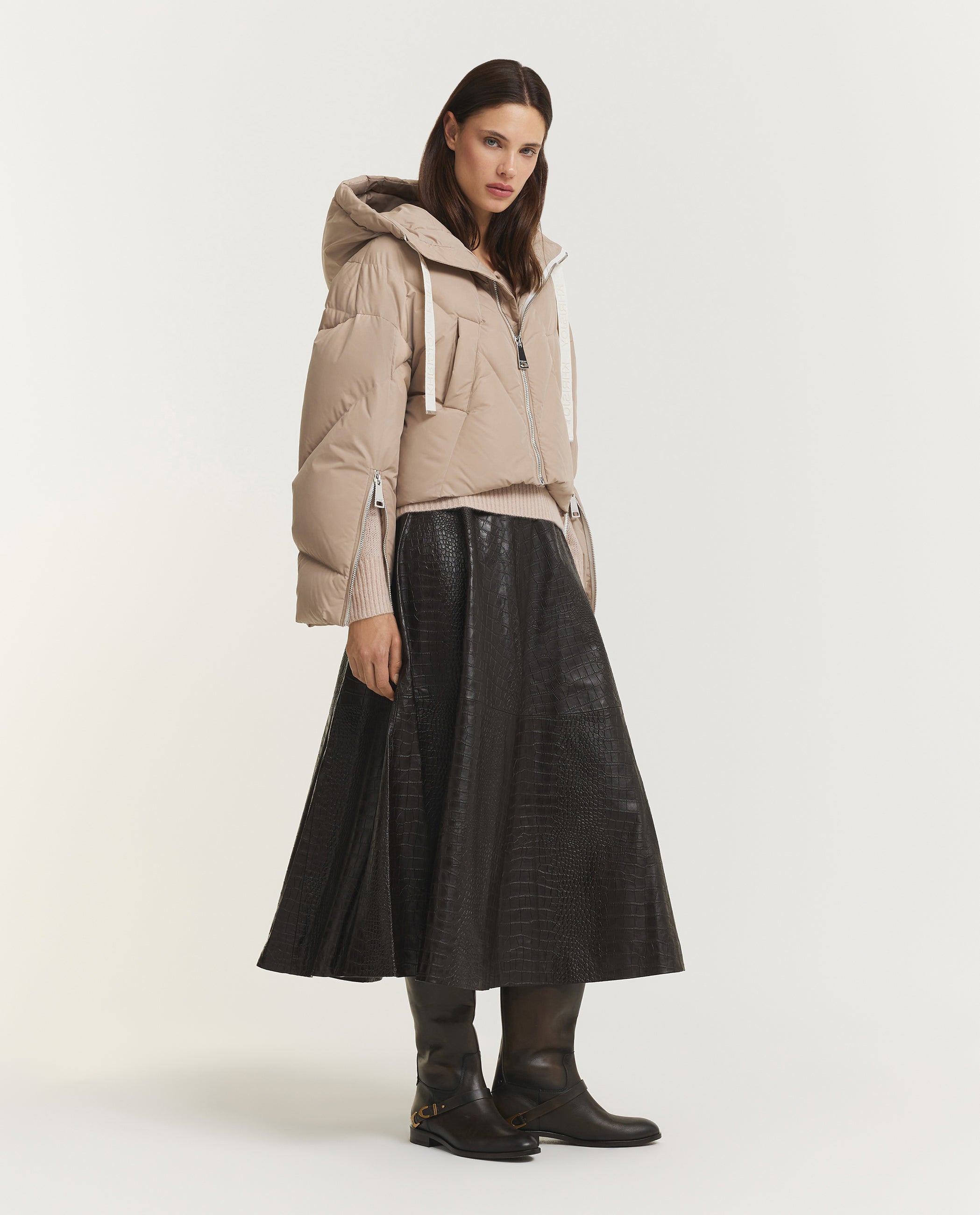 Crop Iconic Milano Puffer - Lichtbruin