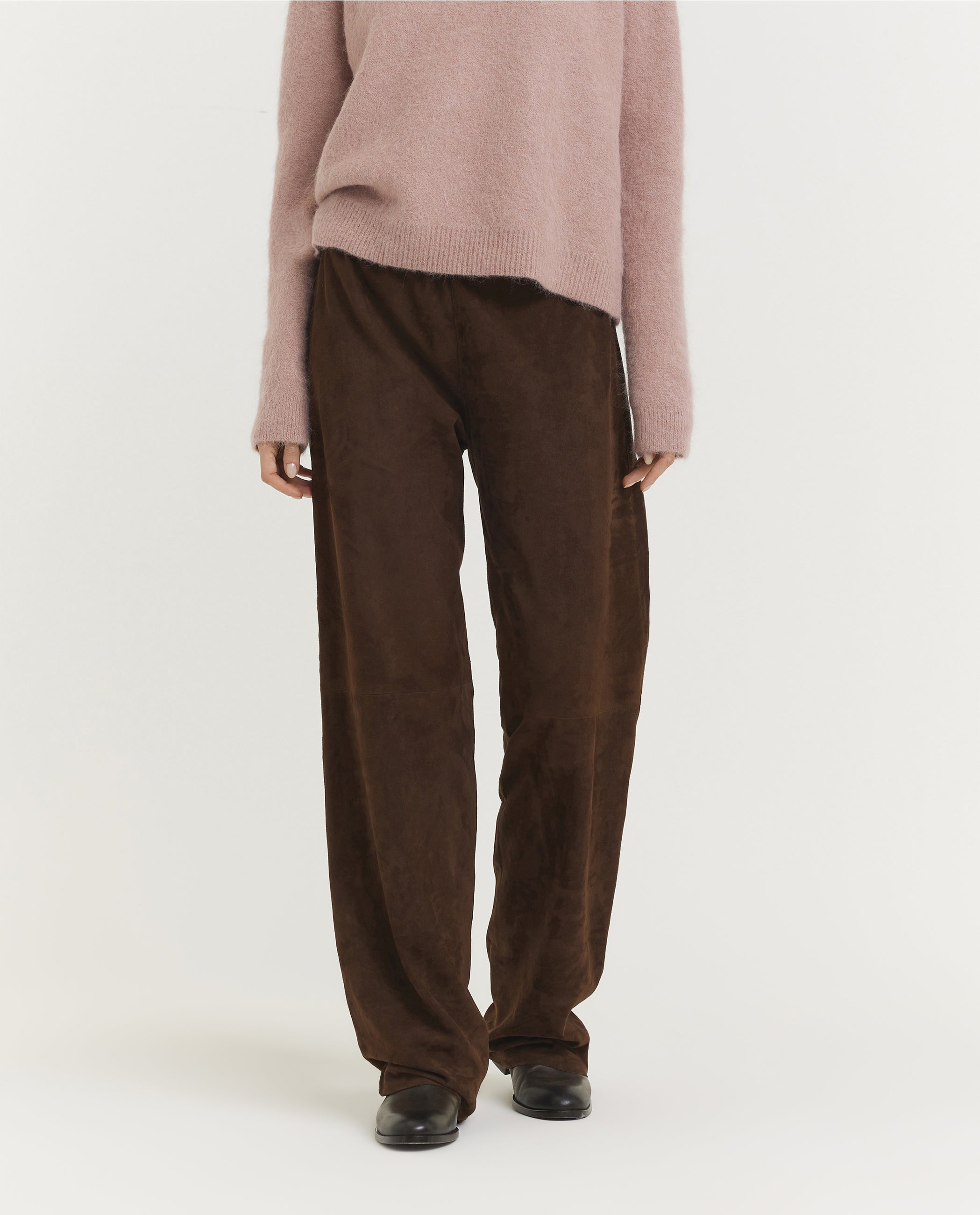 Straight Suede Trousers