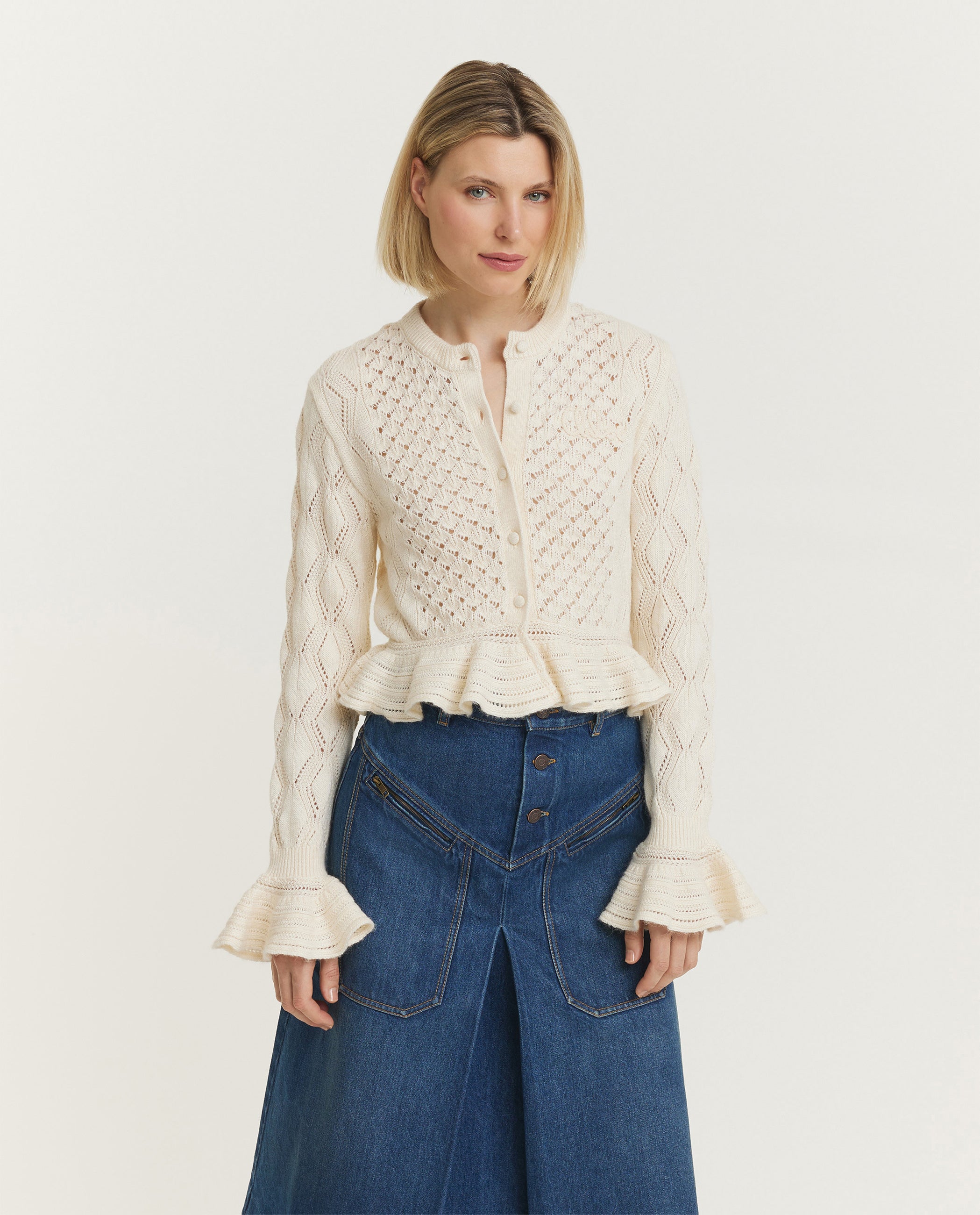 Ruffled Logo Vest - Ecru