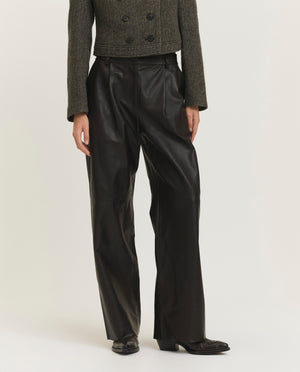 Wide leg leather trousers


