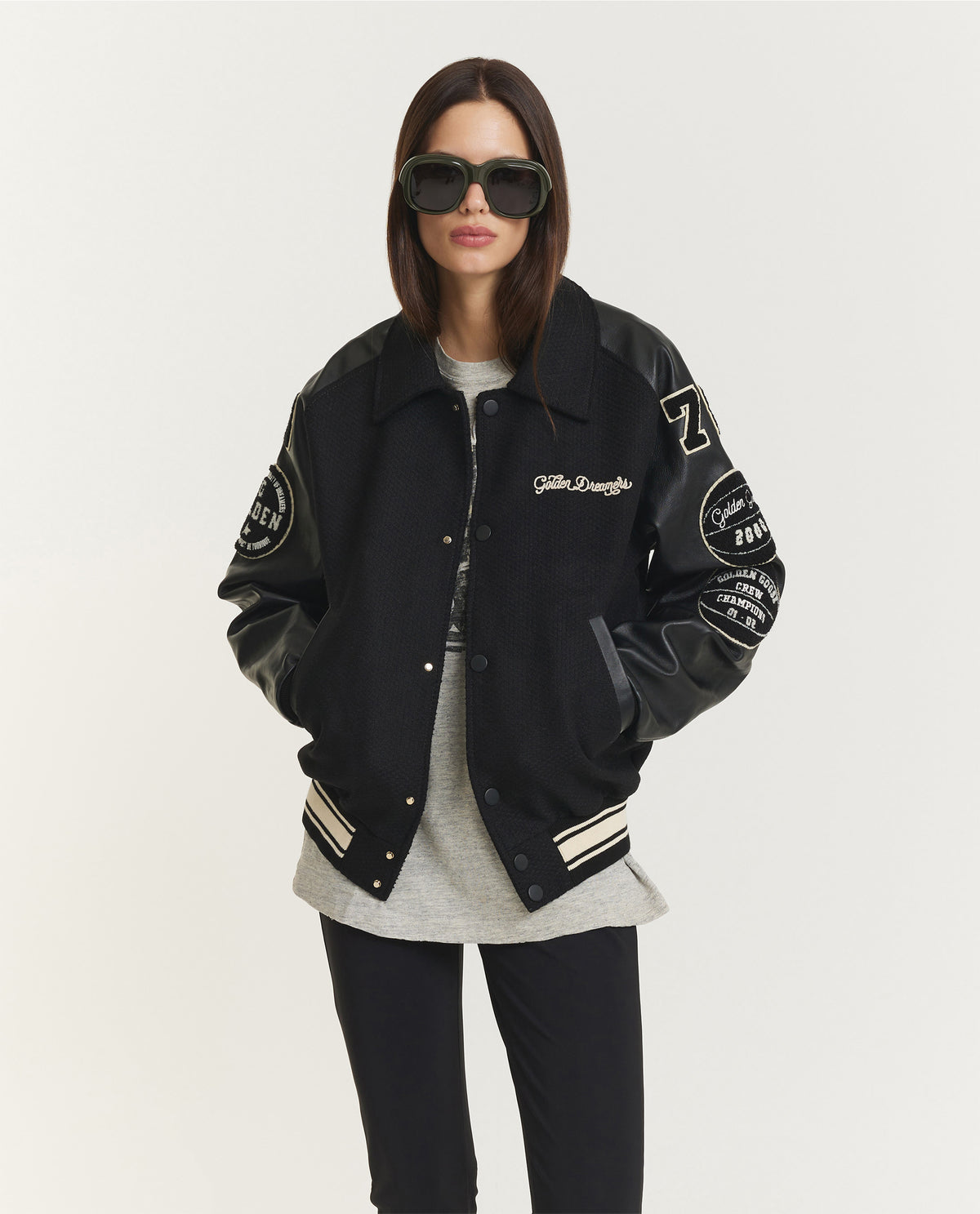 Wollen Letterman Jack - Zwart