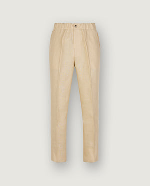 Linnen Geplooide Broek - Lichtbruin