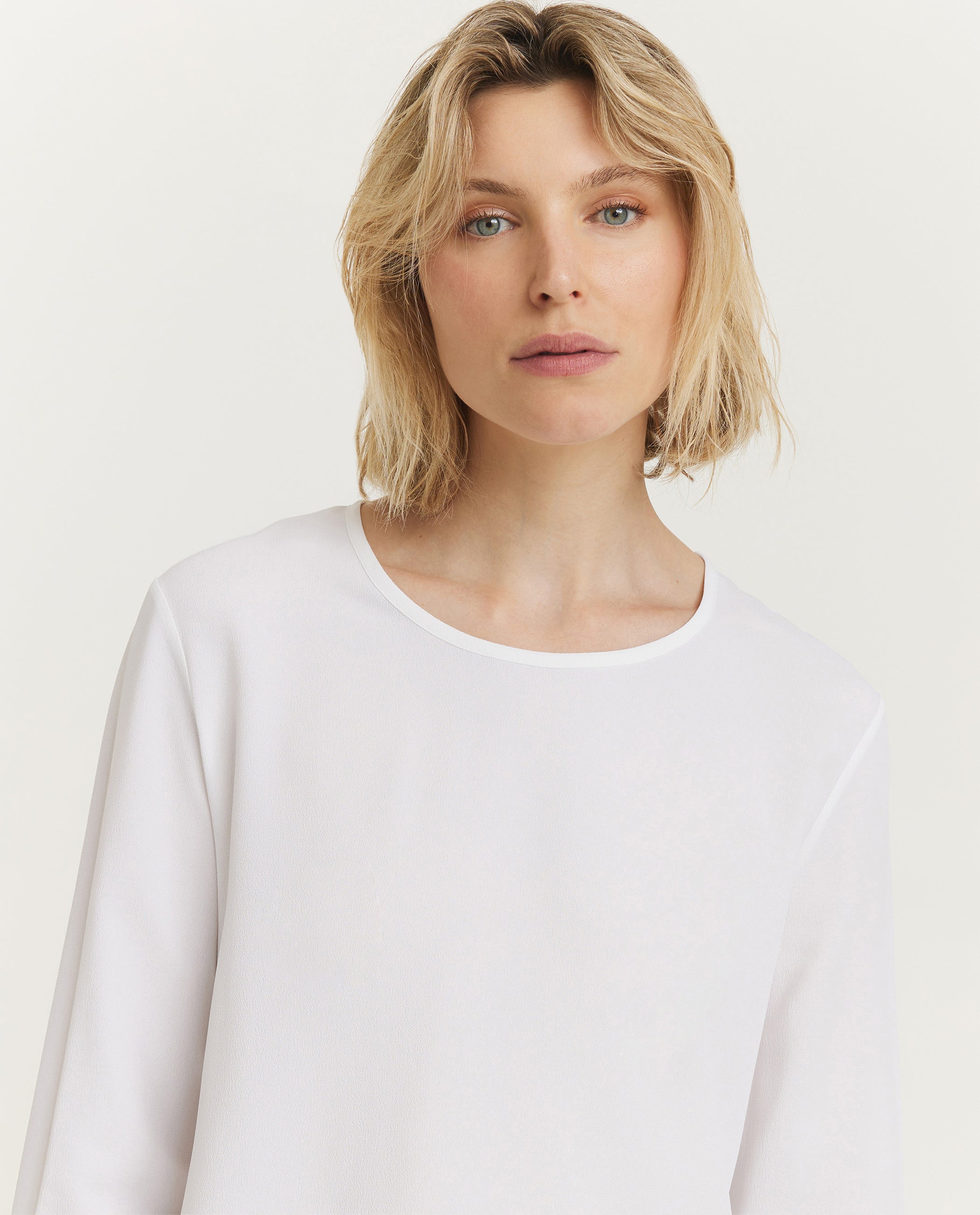 Vloeiende Rond Hals Top - Wit