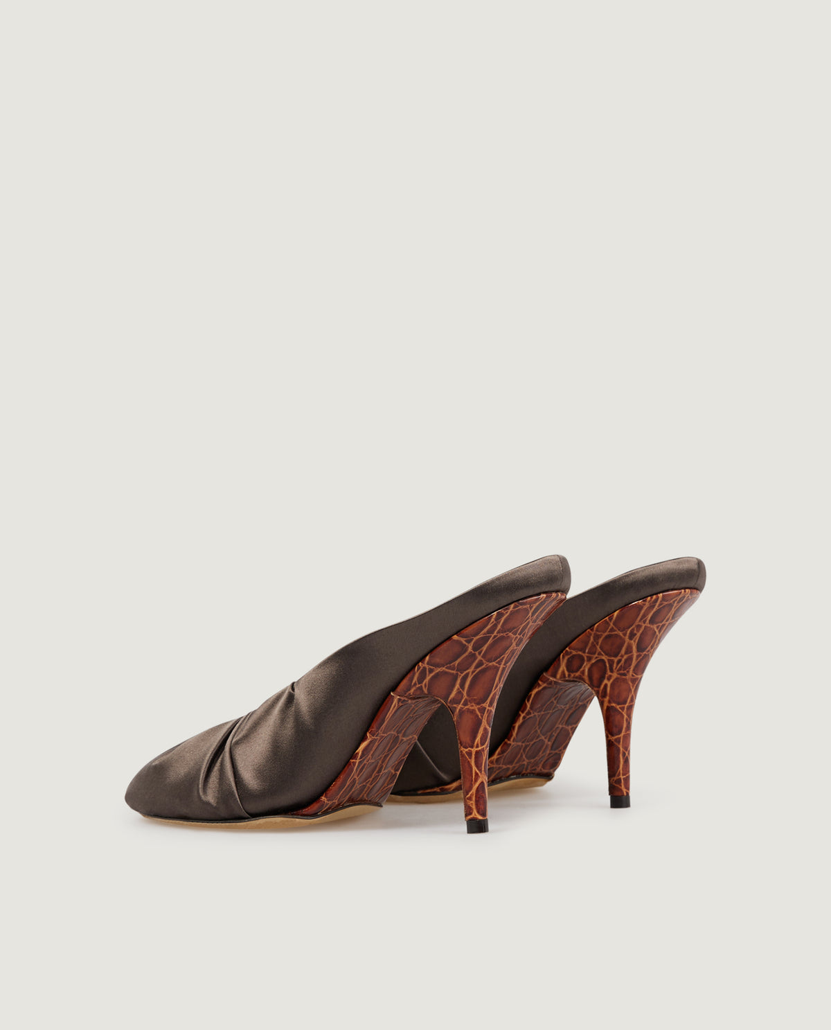 Satijnen Hak Muiltjes - Bruin