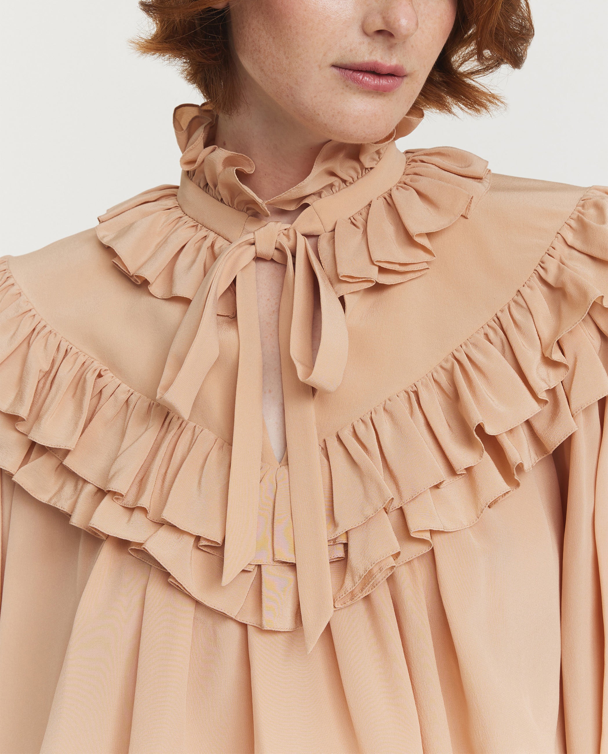 Oversized Gathered Ruffle Top