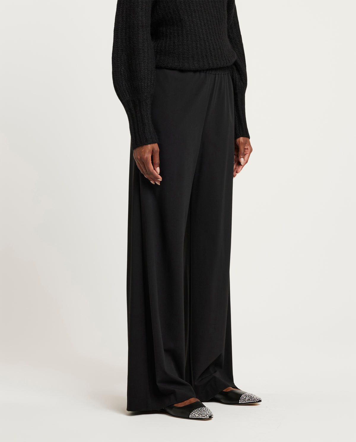 Wide leg trousers in wool blend