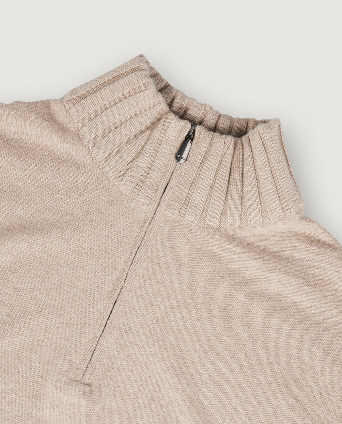 Cashmere Half-Zip Trui - Lichtbruin