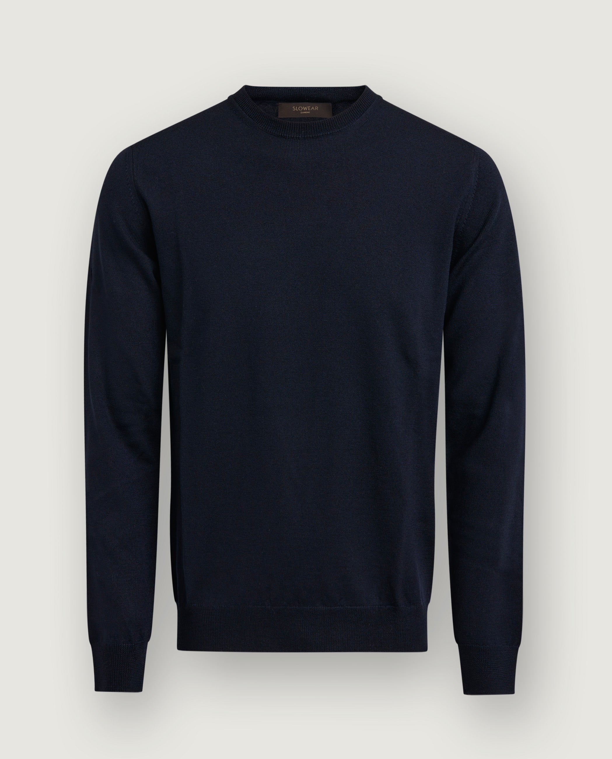 Wollen Crewneck Trui - Donkerblauw