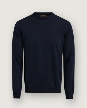 Wollen Crewneck Trui - Donkerblauw