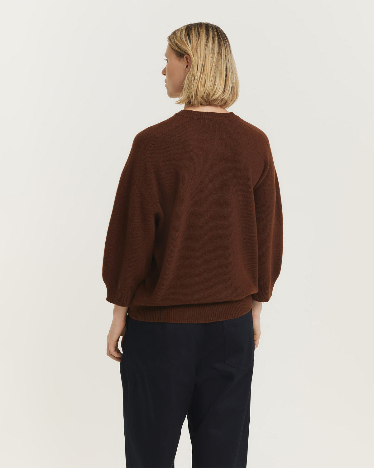 Wollen Ronde Hals Trui - Bruin